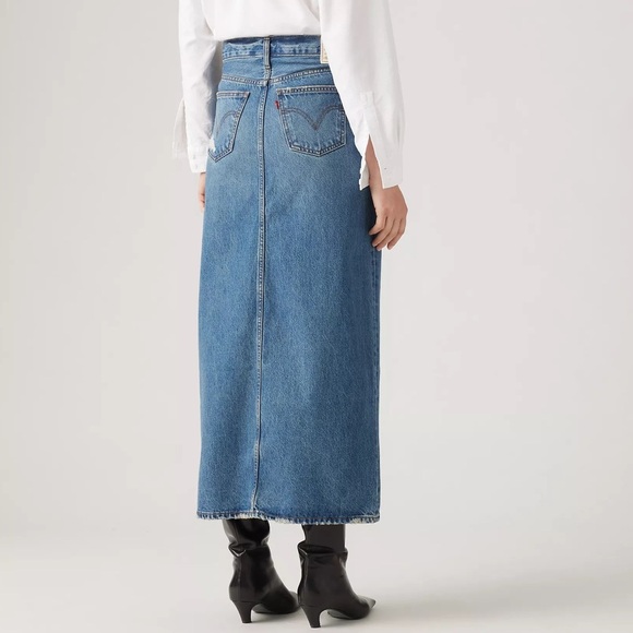 NWT Levi's Ankle Column Slit Denim Maxi Skirt Women’s Size 24 - Picture 2 of 15